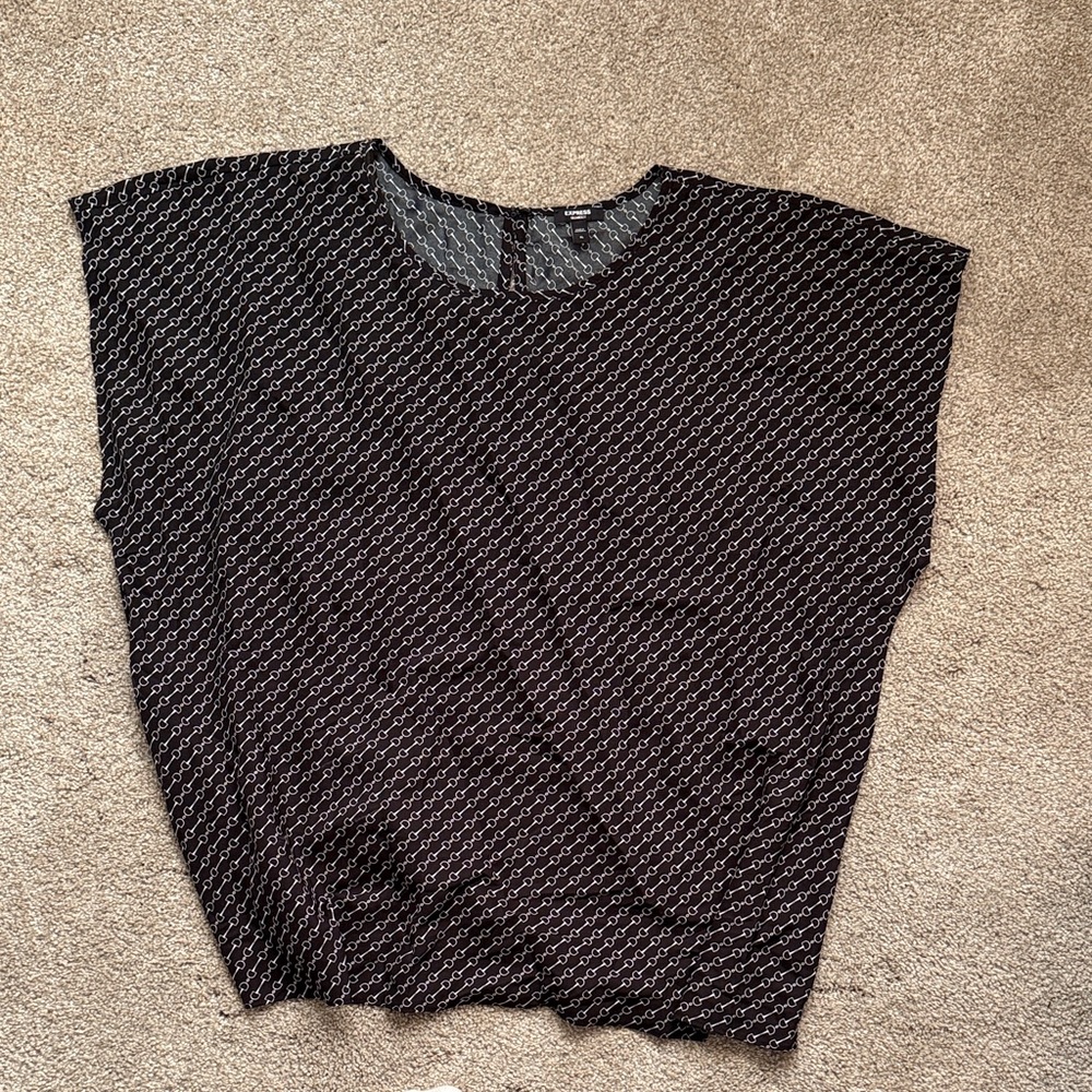 Express Black and White Patterned Blouse